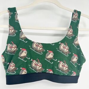 MeUndies Womens Sleigh Your Way Hedgehog Christmas Holiday‎ Novelty Lounge Bra M